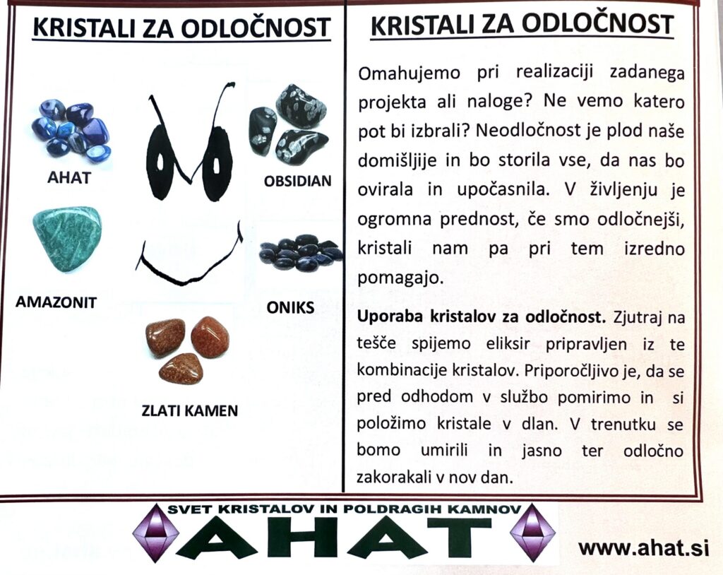 Komplet dveh KRISTALOV ZA ODLOČNOST