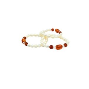 Zapestnica iz biserov  v kombinaciji s kristalom karneol