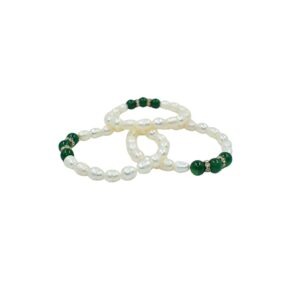 Zapestnica iz biserov v kombinaciji s kristalom zeleni ahat